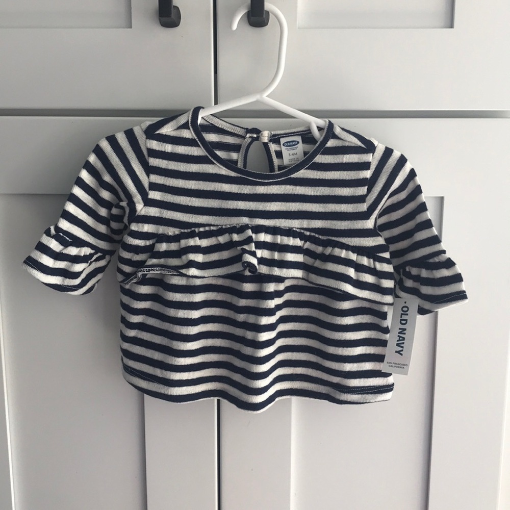 Navy And White Striped Knit Shirt